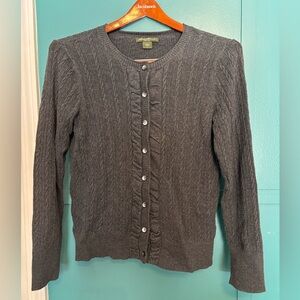 Eddie Bauer Charcoal Button-Up Cardigan Cotton Nylon Blend Size Large